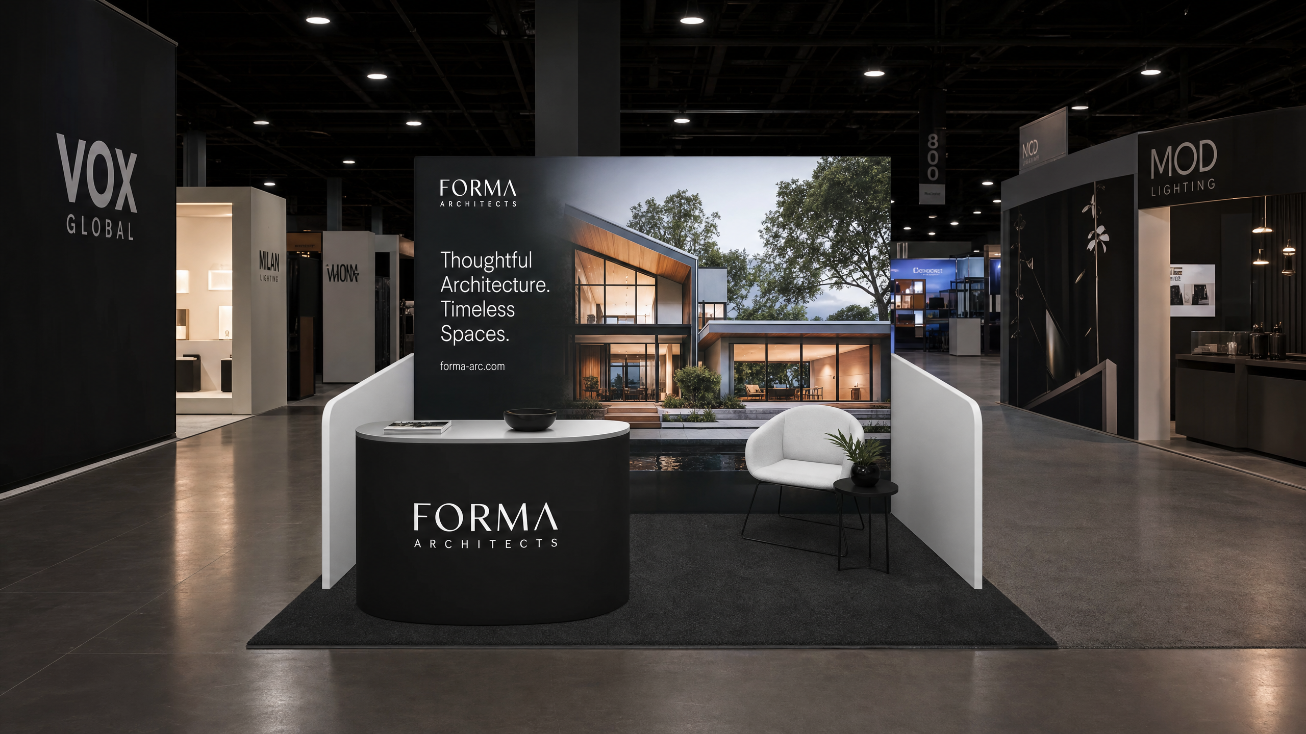 NBAA-BACE 10x10 LED Video Wall Booth – Aerospace Companies - LED trade show exhibit rental