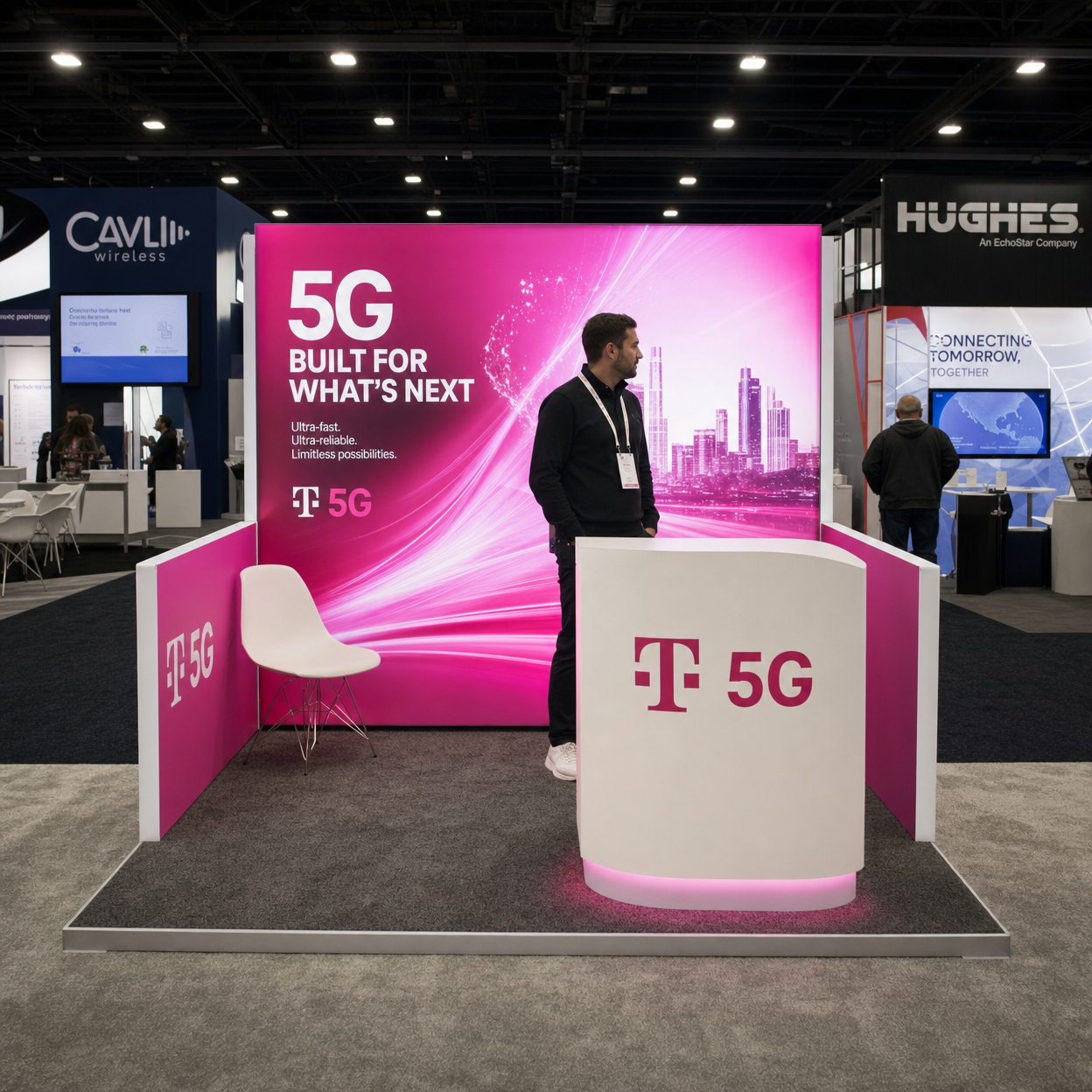 Trade show exhibit with LED elements - CES 10x10 LED Booth for Telecom Brands