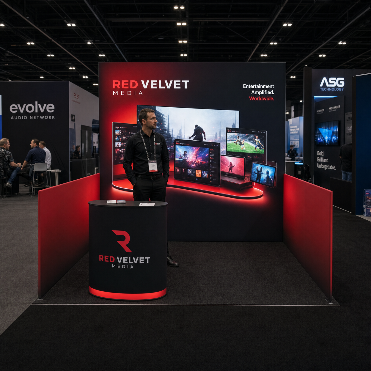 10x10 LED Backwall Booth for NAB Technology Companies - LED exhibit thumbnail