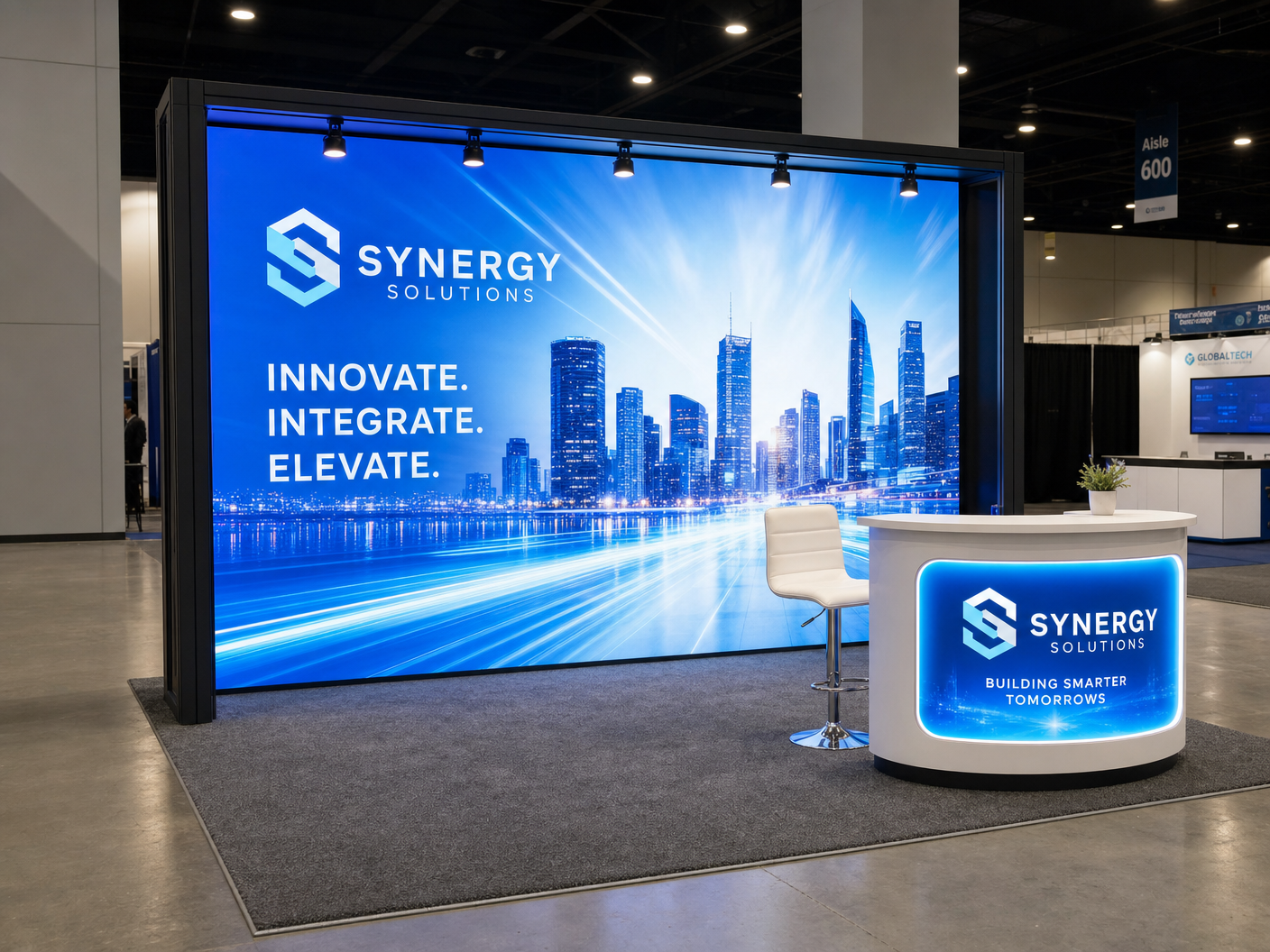 Trade show exhibit with LED elements - 10x10 LED Exhibit Rental for NAB Show Las Vegas