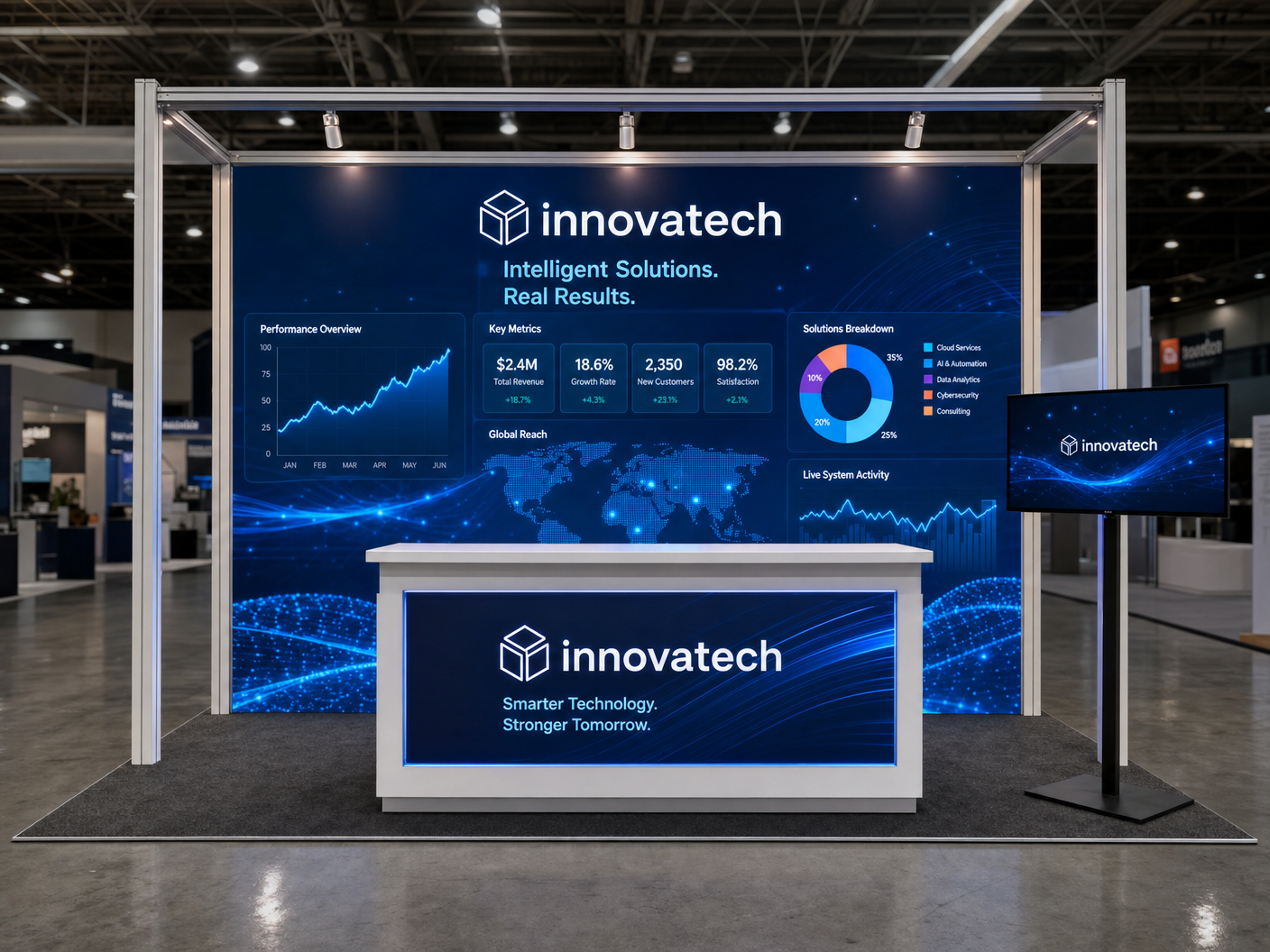 10x20 Immersive LED Booth for NAB Technology Companies - LED trade show exhibit rental