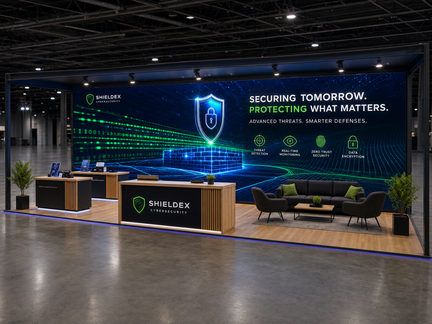 Black Hat 10x40 LED Video Wall Exhibit – Technology Companies - LED trade show exhibit rental