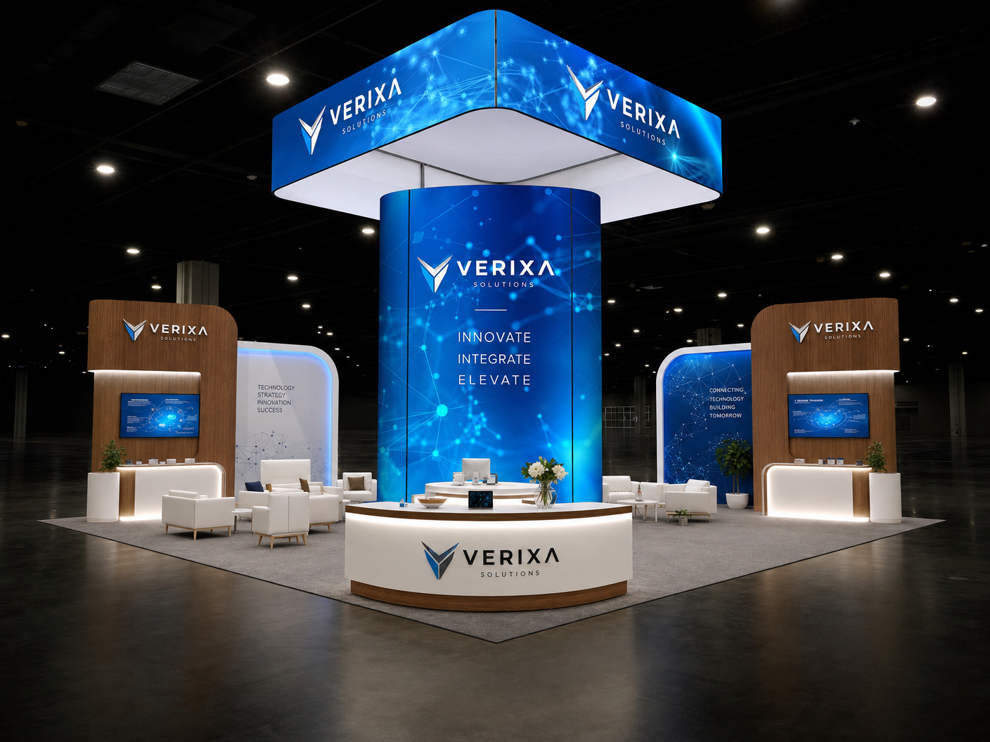 Trade show exhibit with LED elements - ISC West 20x30 LED Display Booth for Technology Companies