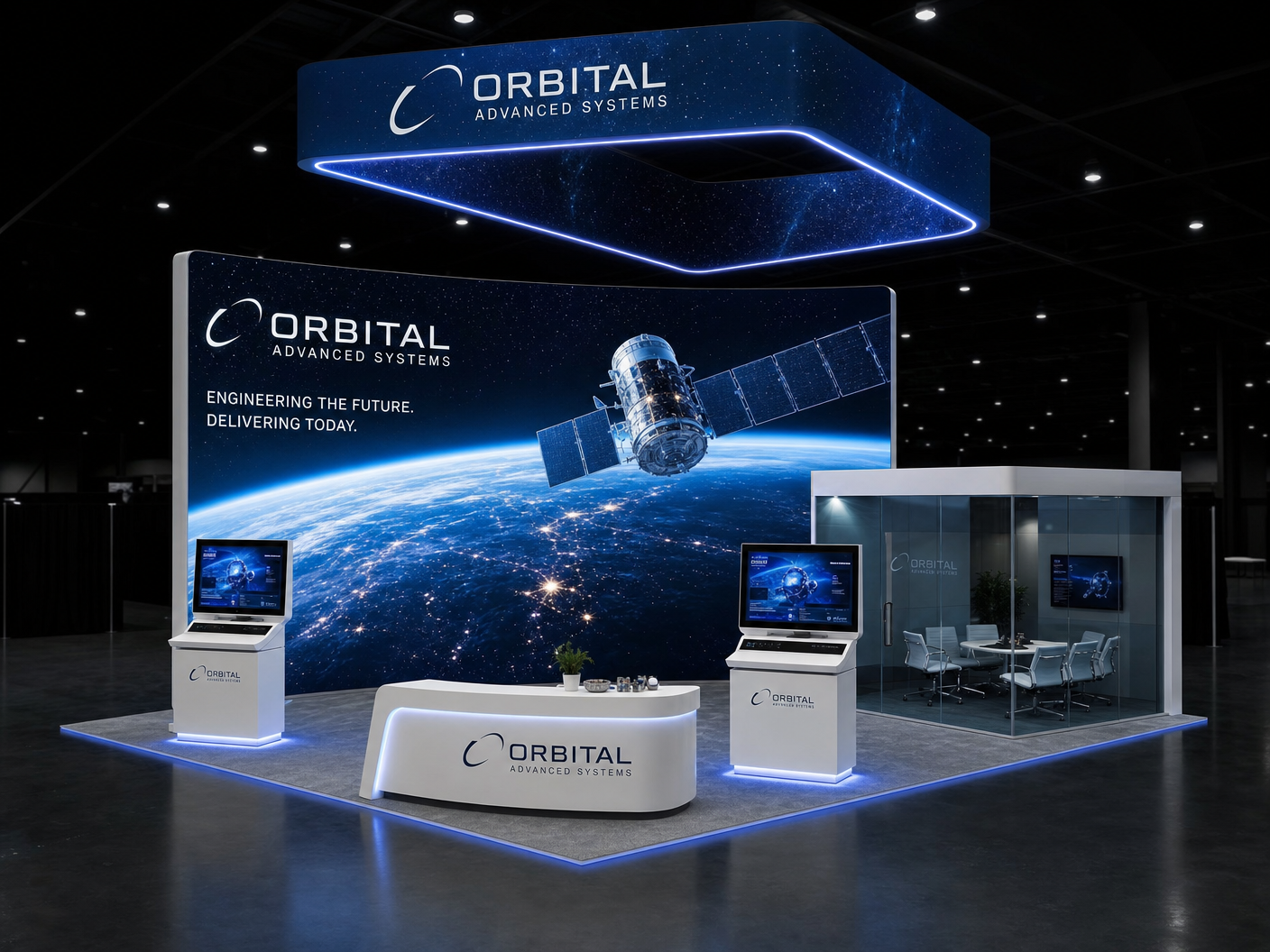 NBAA-BACE 20x20 LED Trade Show Booth for Aerospace Firms - LED trade show exhibit rental