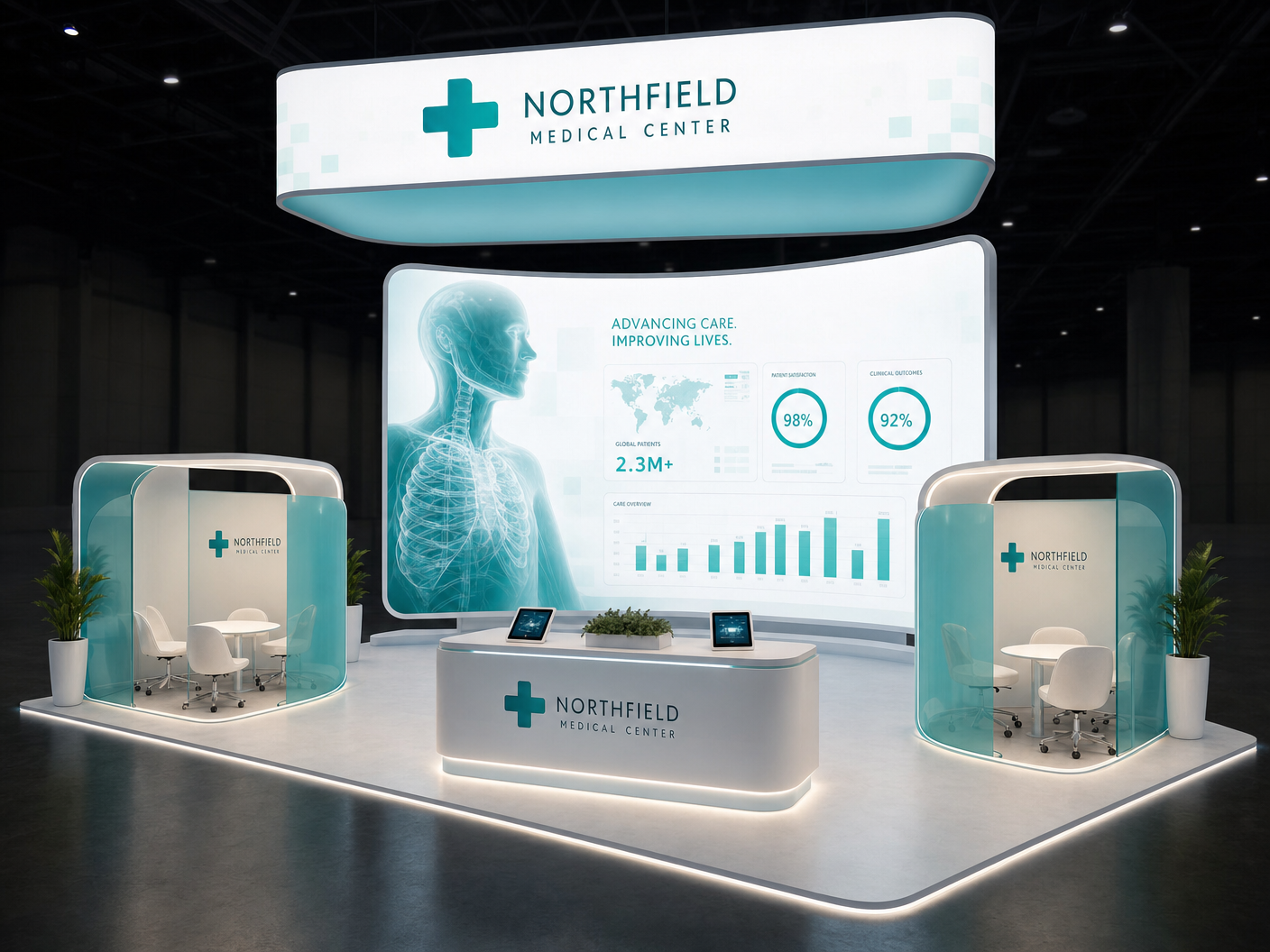 20x20 Interactive LED Booth for RSNA Healthcare Innovators - LED trade show exhibit rental