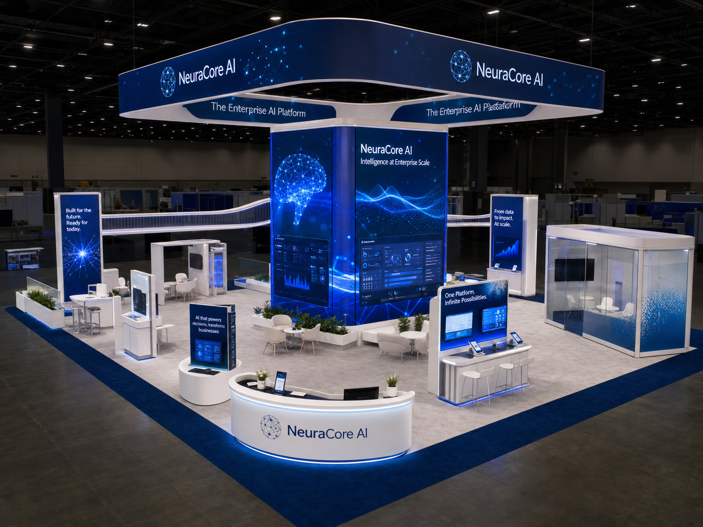 LED counter exhibit rental - 30x30 LED Trade Show Exhibit for Anuga in Miami