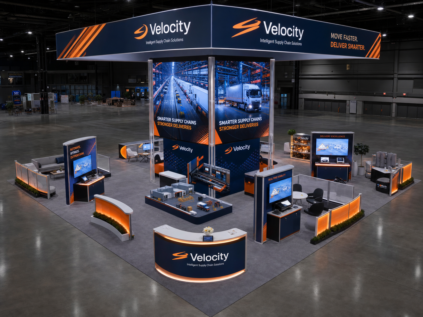 10x40 LED Display Booth for OTC in Houston - 10x40 LED trade show booth rental Orlando Las Vegas
