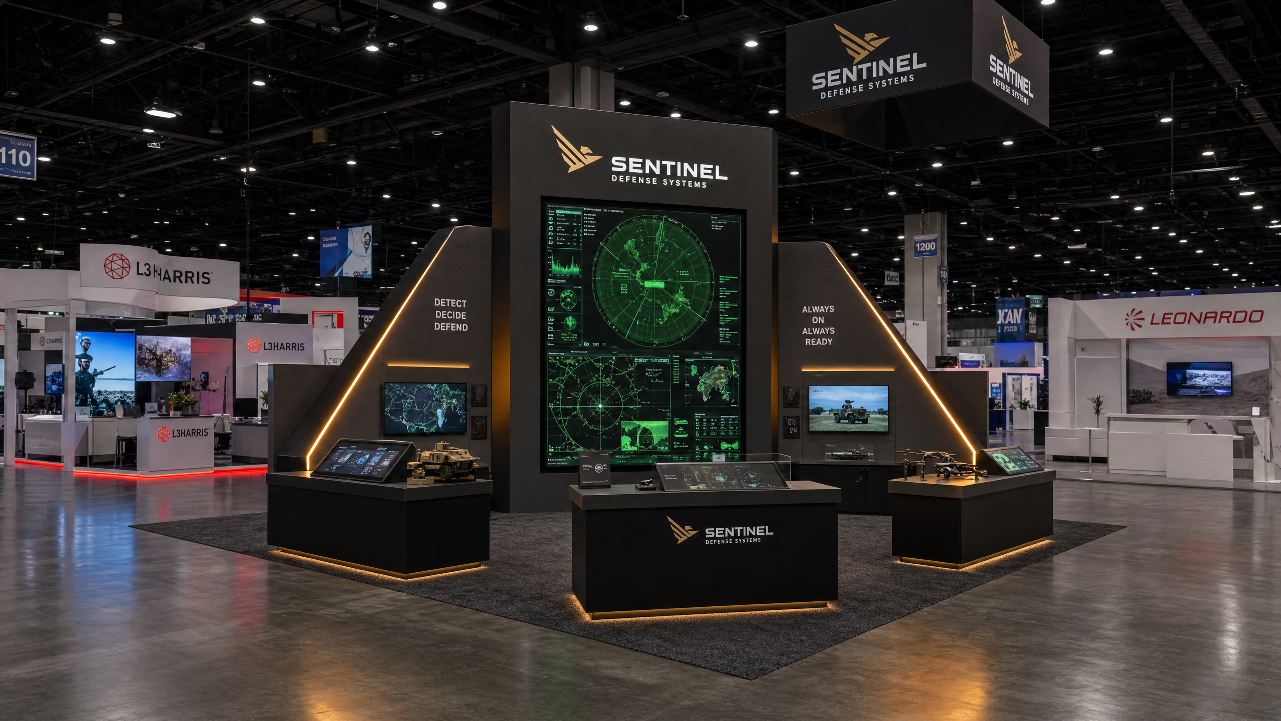 20x30 LED Display Booth for SHOT Show Defense Contractors - LED trade show exhibit rental
