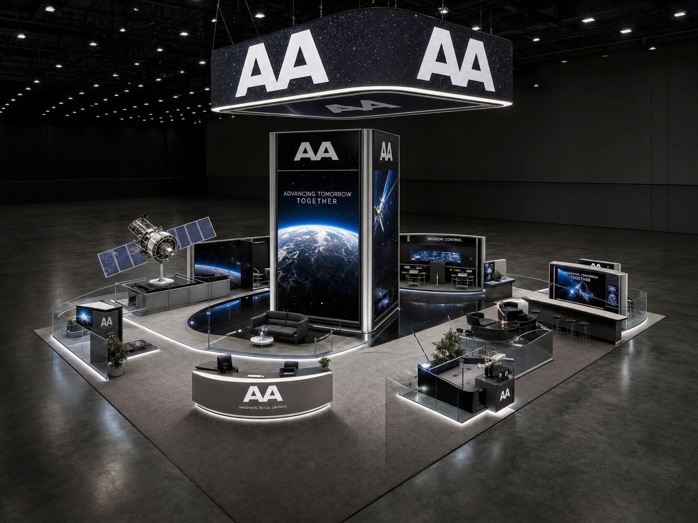 NBAA-BACE 50x50 LED Technology Booth for Aerospace Firms - LED exhibit thumbnail