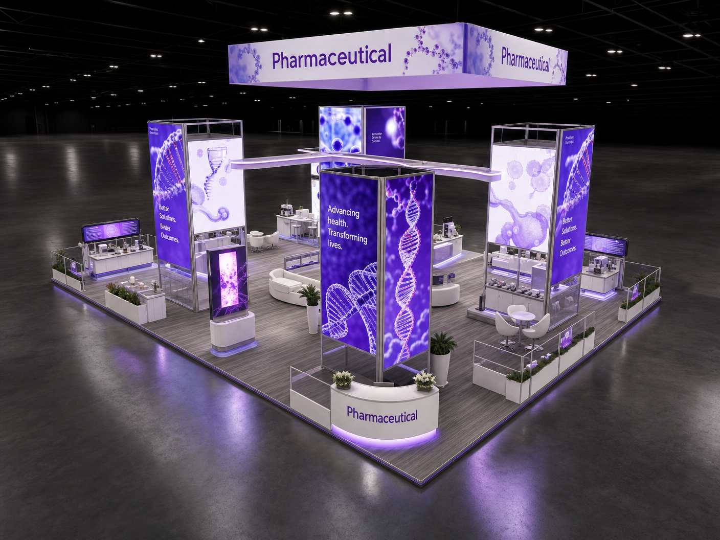 BIO International LED Display Booth – 50x50 Pharma Companies - LED trade show exhibit rental