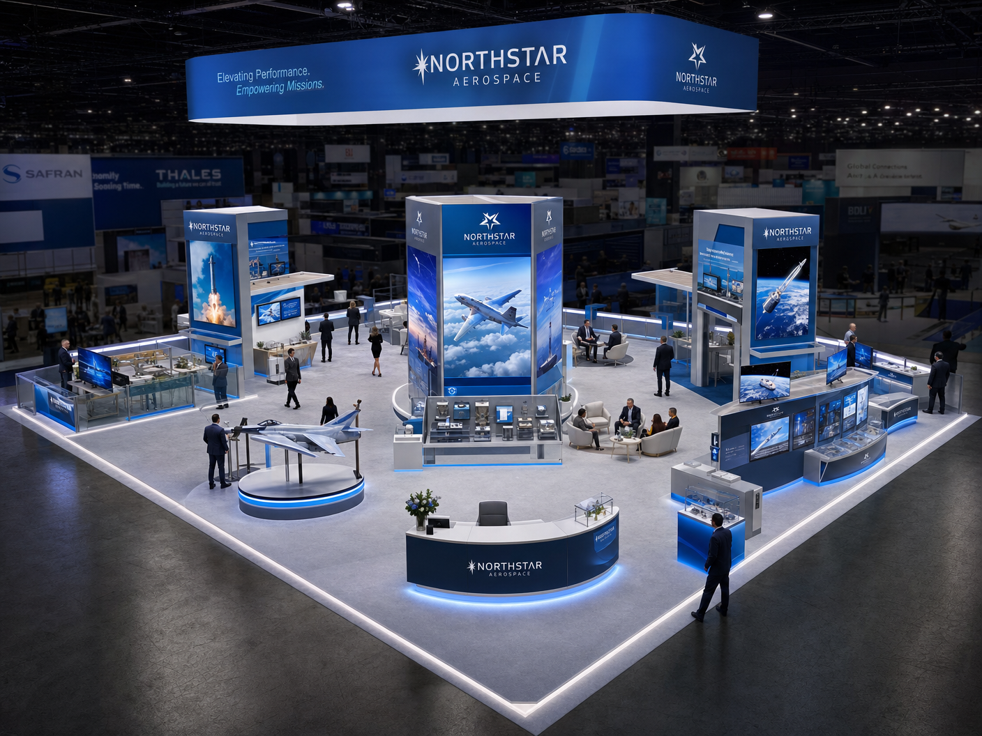 Space Symposium 50x50 LED Exhibit – Aerospace Firms - 50x50 LED trade show booth rental Orlando Las Vegas