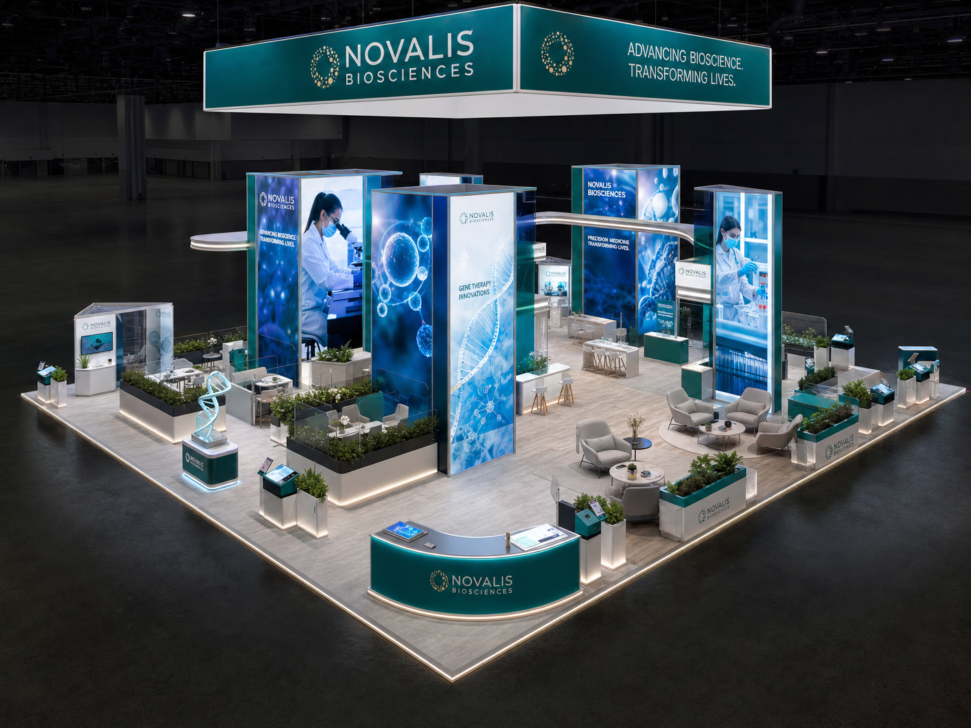 BIO International 50x50 LED Trade Show Booth for Biotech Firms - 50x50 LED trade show booth rental Orlando Las Vegas