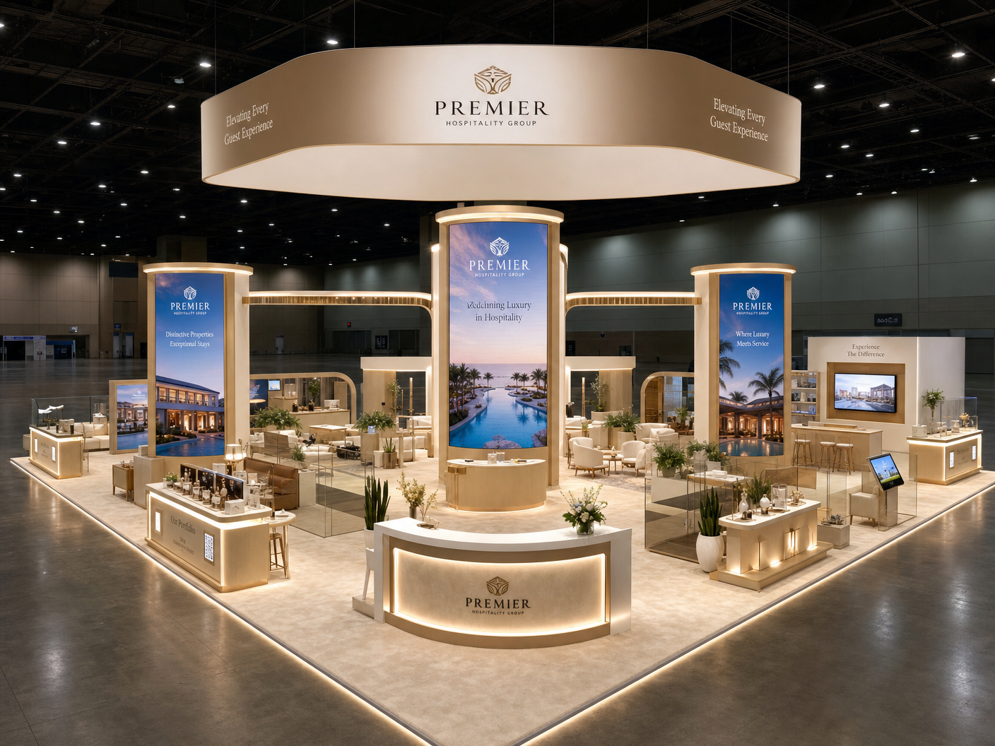 ALIS 50x50 LED Display Exhibit – Hospitality Brands - 50x50 LED trade show booth rental Orlando Las Vegas