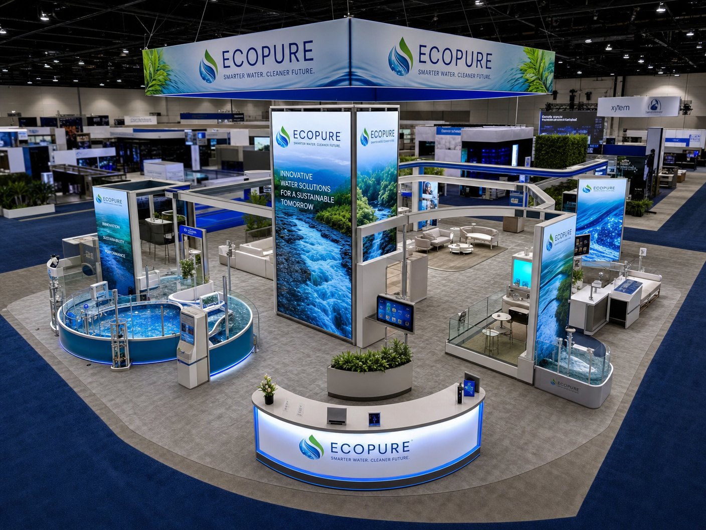 50x50 LED Screen Booth for WQA Convention Water Technology - LED exhibit thumbnail