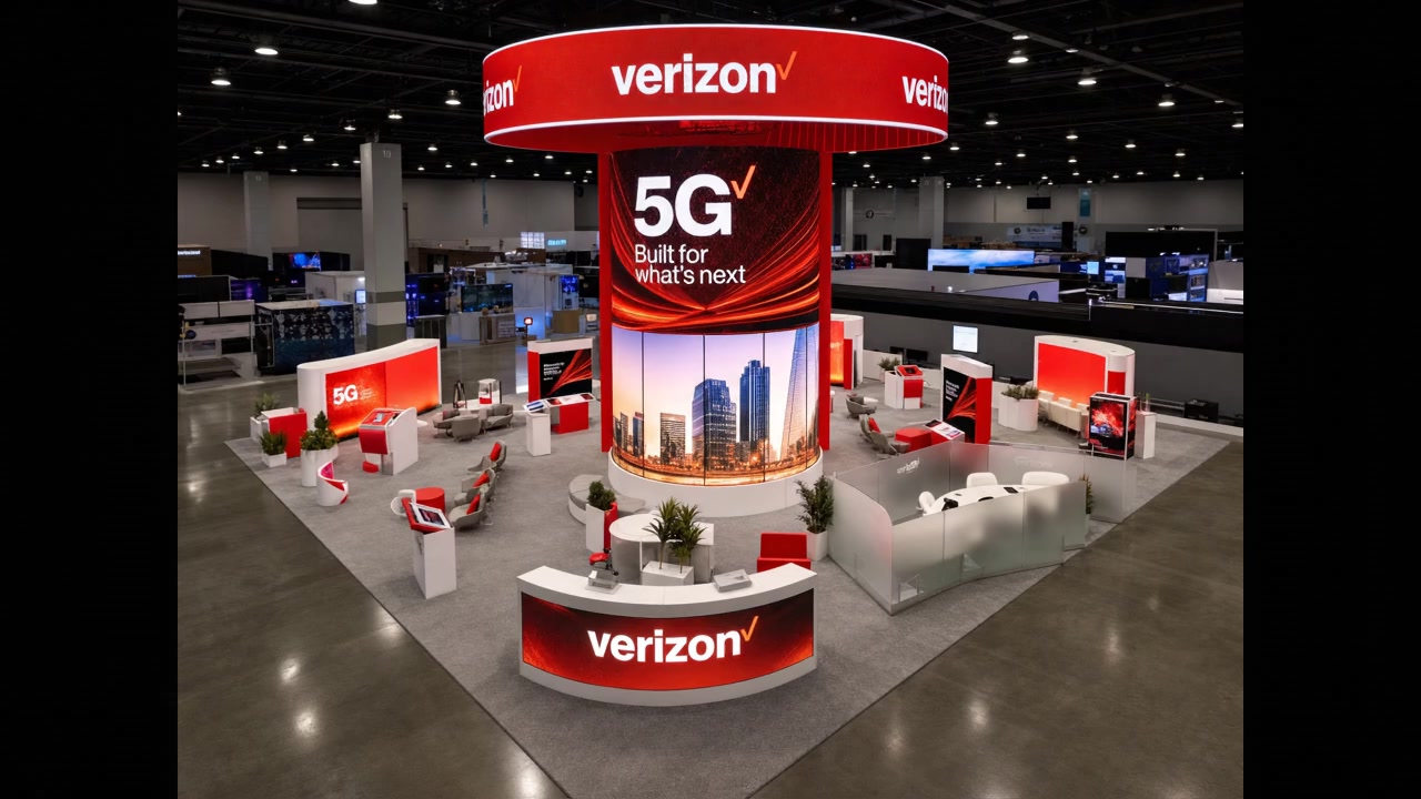 30x40 LED exhibit booth rental - 30x40 Dynamic LED Exhibit for InfoComm Telecom Brands