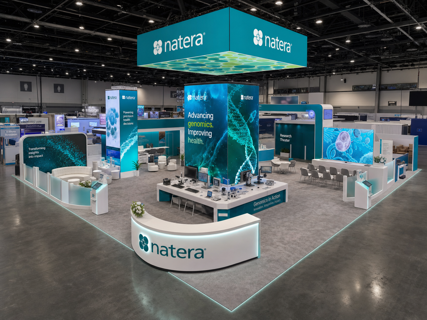 40x40 Immersive LED Booth for ASCO Biotech Firms - LED trade show exhibit rental