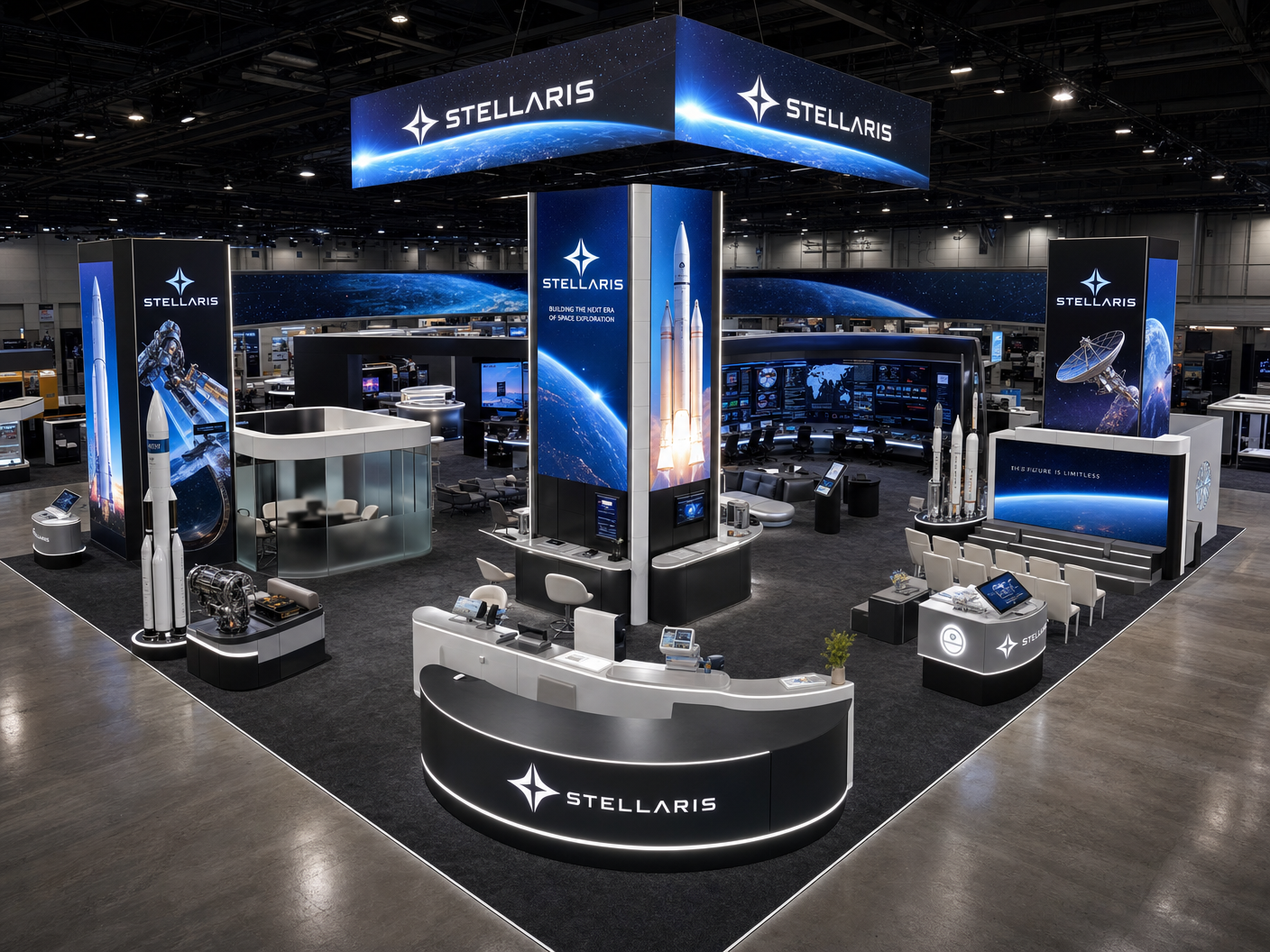 40x40 LED Trade Show Booth for I/ITSEC Aerospace Firms - LED exhibit thumbnail