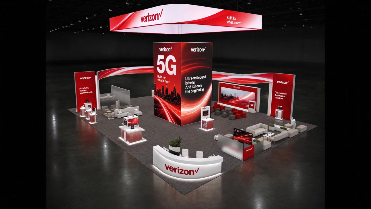 40x40 LED exhibit booth rental - MWC LED Display Booth – 40x40 Telecom Brands