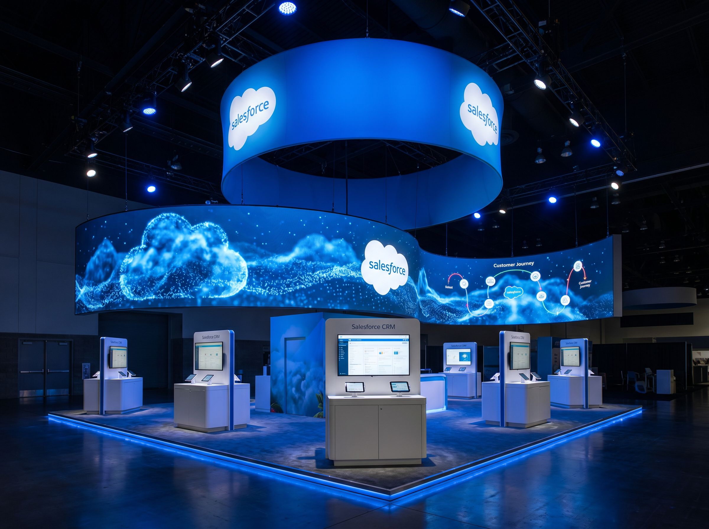 NBAA Immersive LED Booth – 30x30 Technology Companies - LED trade show exhibit rental