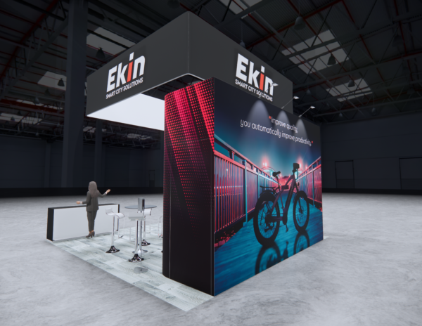 20x20 trade show exhibit rental with led wall